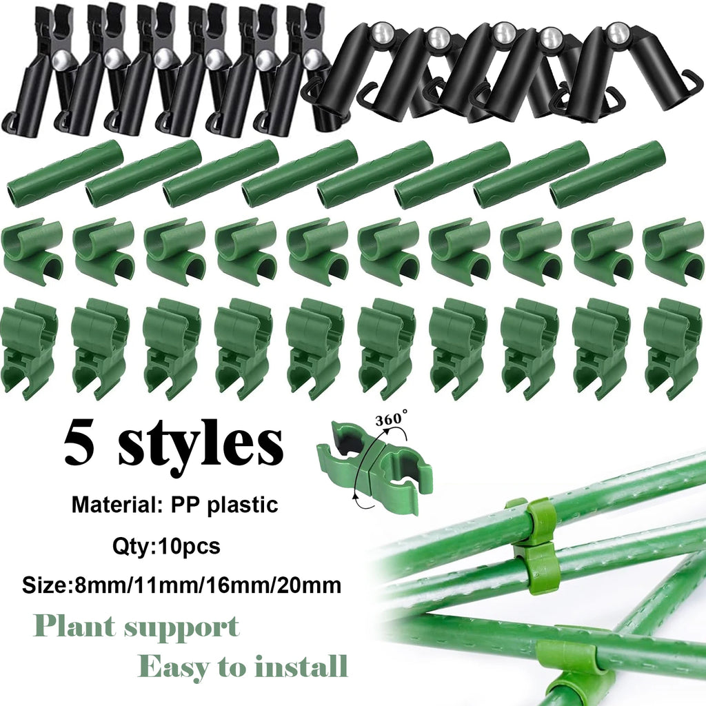 10-Pack Plant Support Universal Plastic Clips 8/11/16/20mm Diameter Fasteners Adjustable Accessories Adjustable Plant Clips