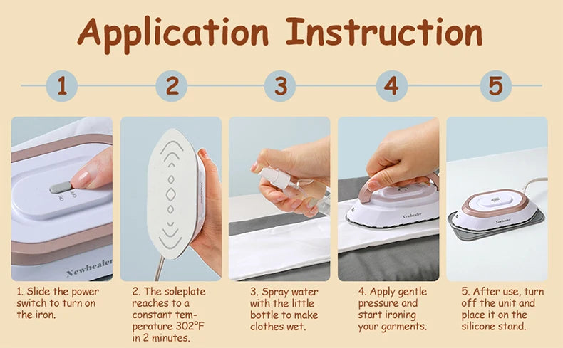 Tidesmit mini handheld travel iron showing compact lightweight dry heat press design for home and garment care