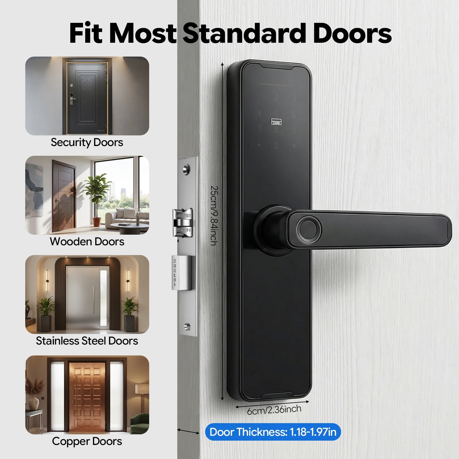 Intelligent Door Lock, Fingerprint Door-lock for Tuya APP, USB Smart Lock Remote Access Unlocking for Homes, Hotels