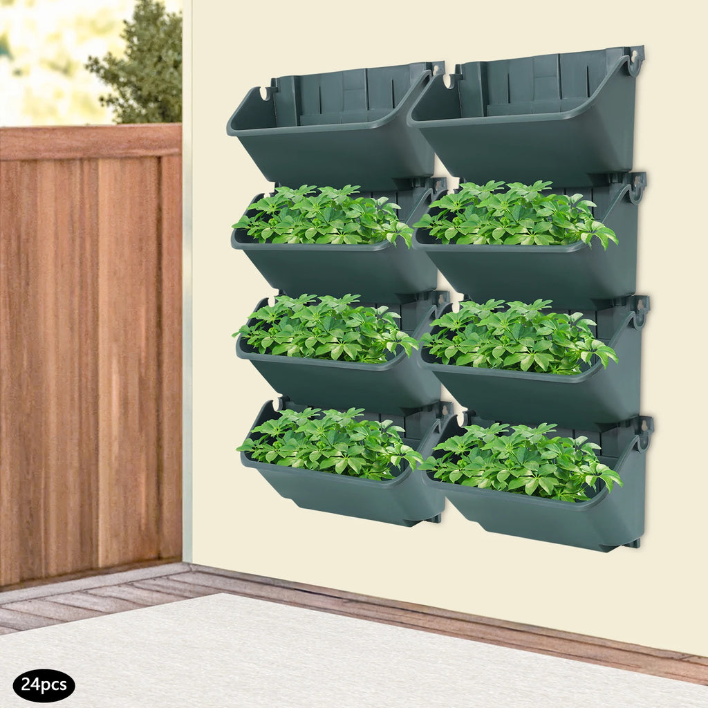 24PCS Vertical Garden Planter 3kg Wall Mounted Planter Wall Hanging Flower Pot Decor for Gardens Terraces Balconies