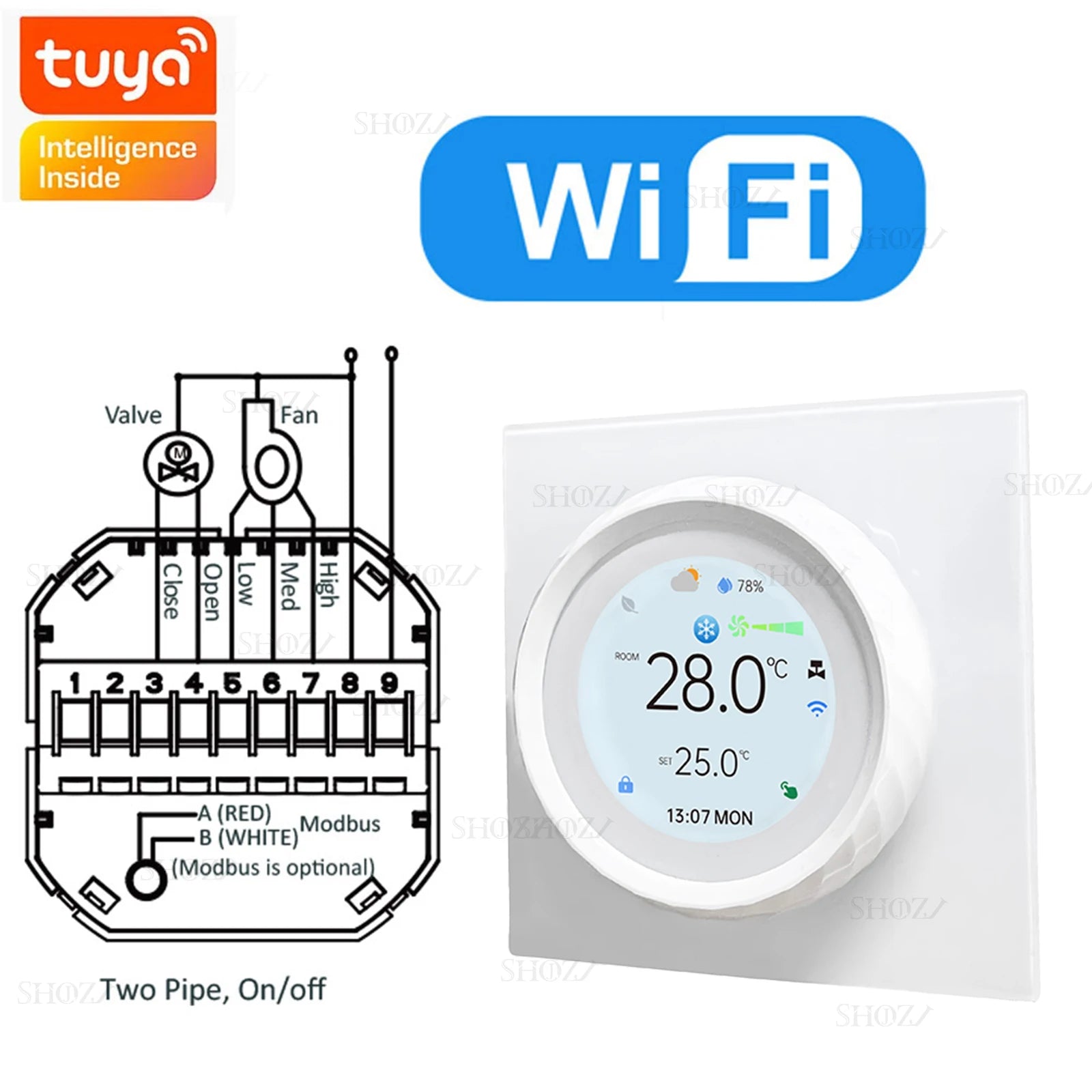 TUYA Zigbee/Wifi Knob Smart Thermostat Wireless Programmable °C/°F Heat Cool Air Conditione for Home HVAC Systems Energy Saving