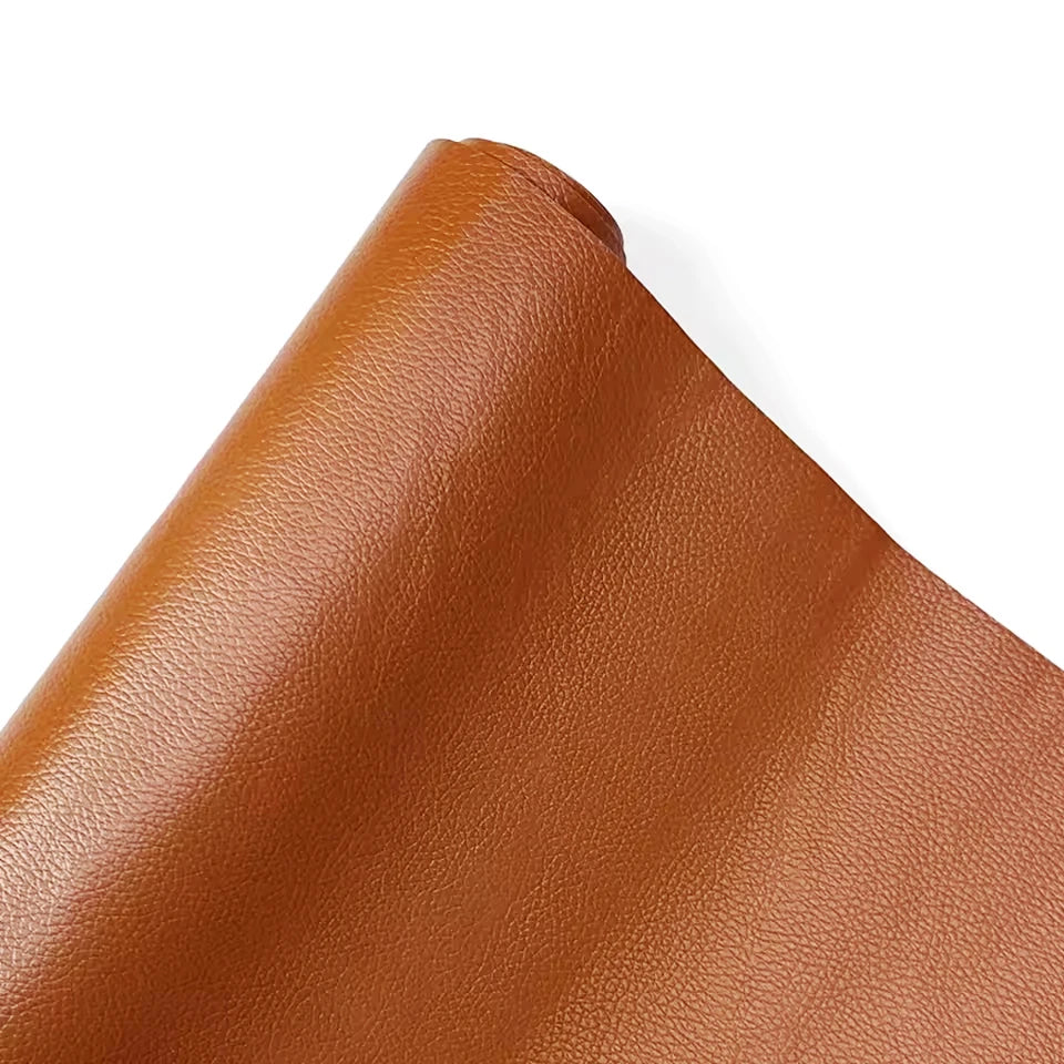 Self-adhesive PU leather repair sticker roll, warm orange textured faux-leather