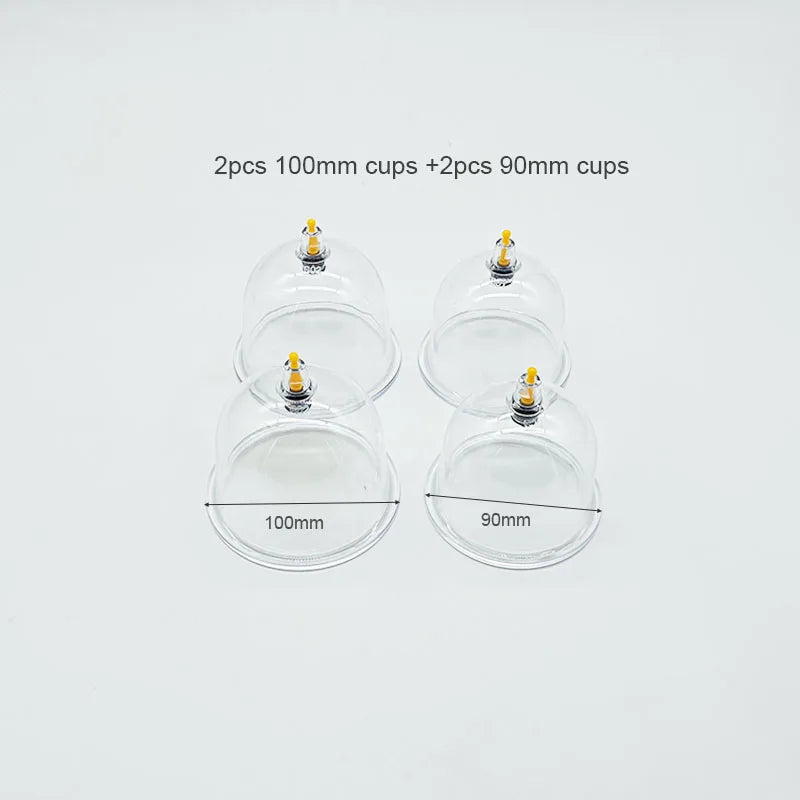 Vacuum Cupping Therapy Set for Breast and Buttock Lifting - 137mm Fascia Gun 4pcs cups Tidesmit