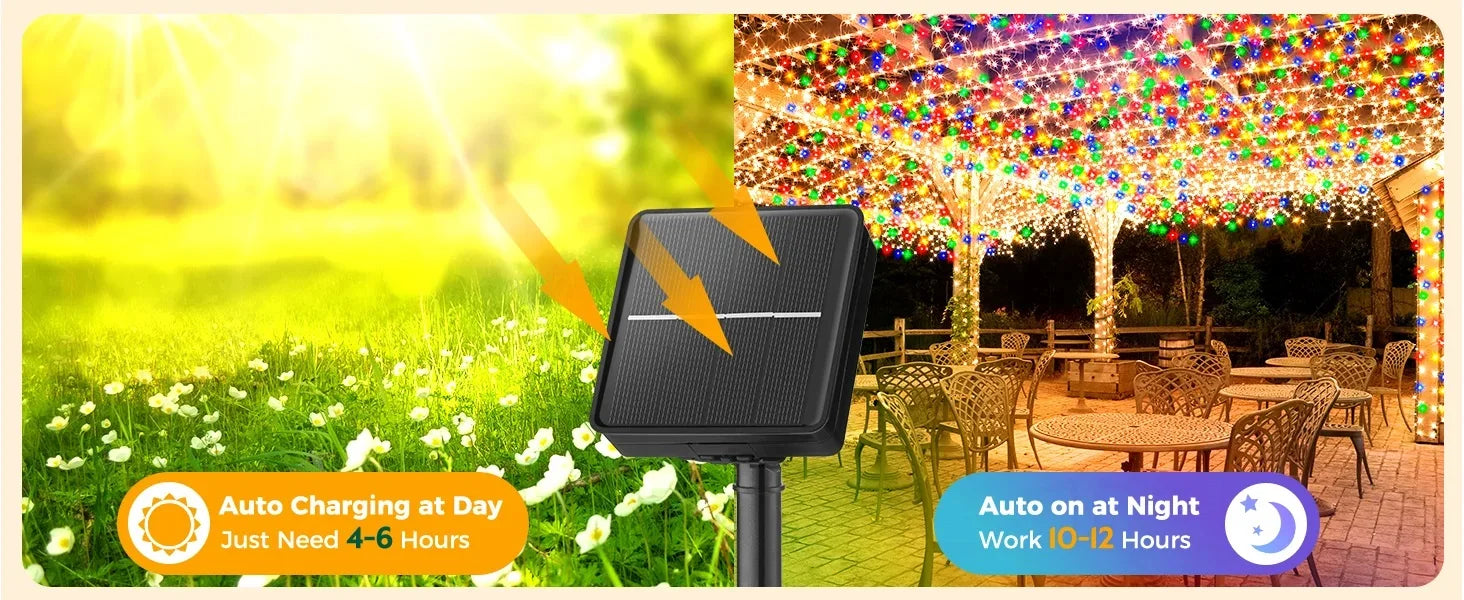 Outdoor Solar Powered Lighting LED Solar String Lights Courtyard Lights Waterproof Starry Fairy Lights For Festival Party