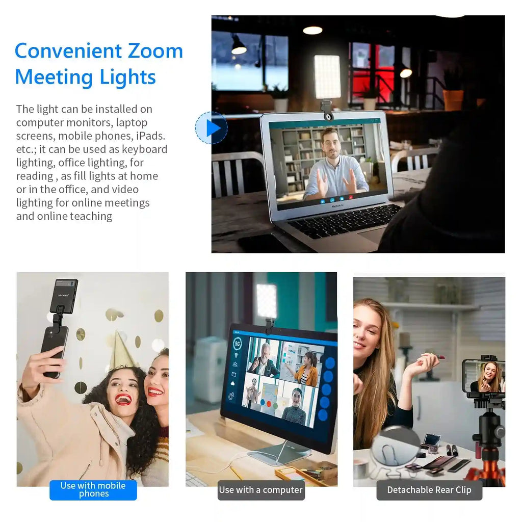 Selfie Light With Clip - 60 LED Rechargeable Ring Light for Mobile Content Tidesmit