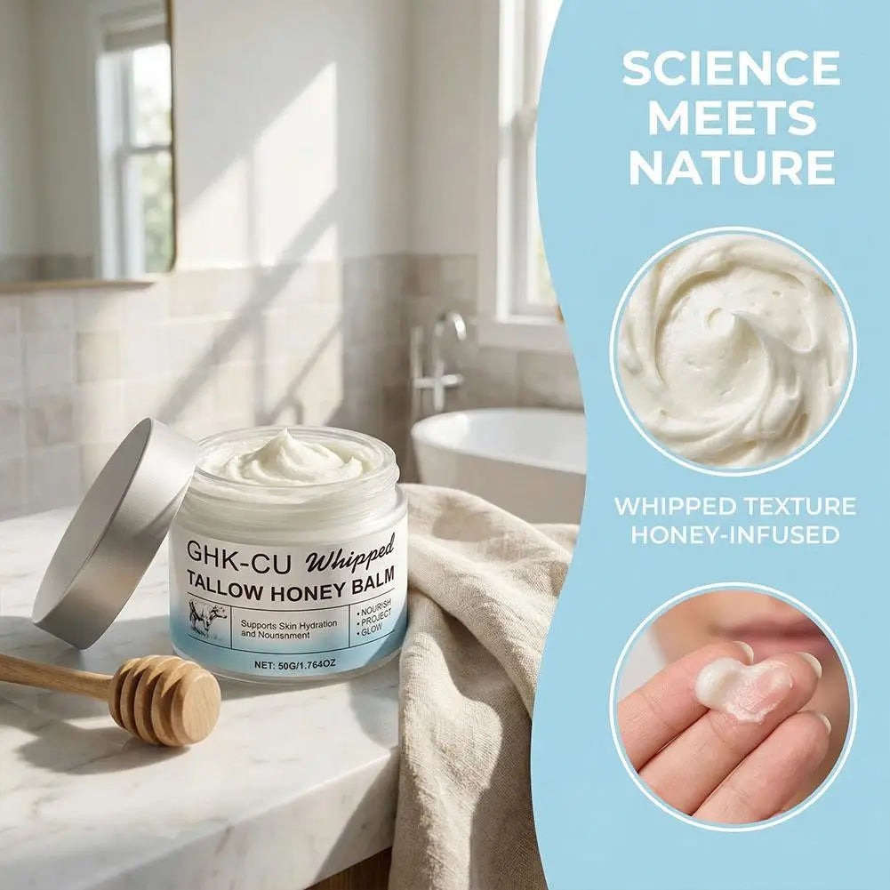 Copper Peptides GHK-Cu Beef Tallow Face Cream Blue Balm Manuka Honey Face and Body Moisturizer for Mature, Dry & Sensitive Skin