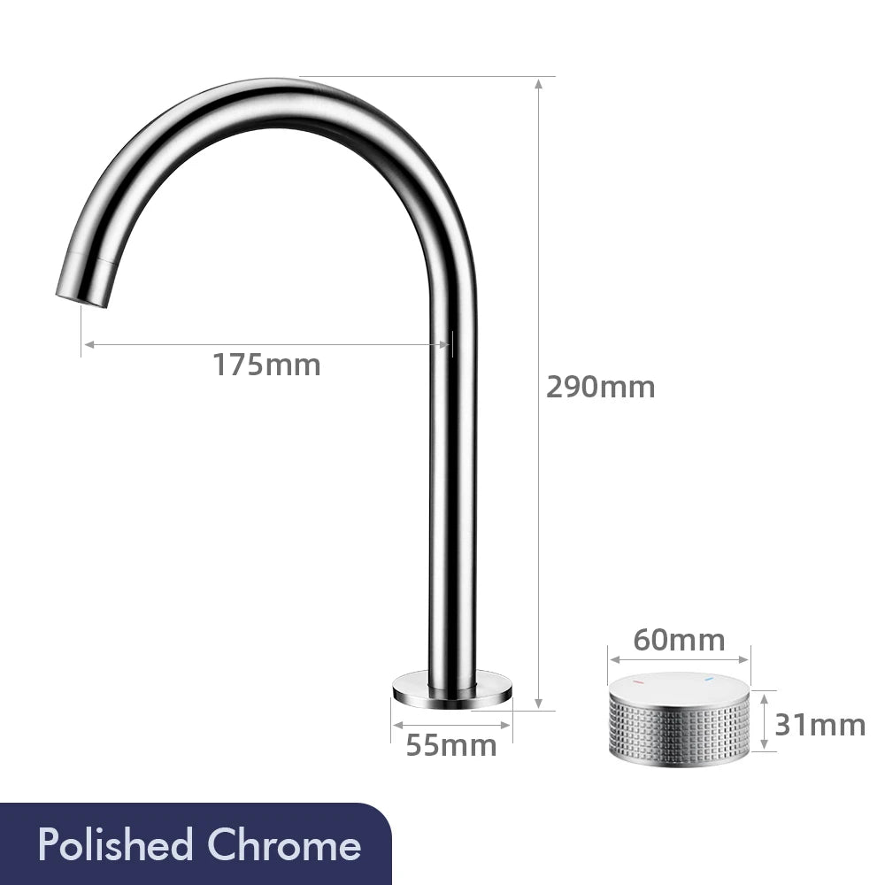 Gunmetal Basin faucet Knurled Switch 360 Rotating Spout two holes Deck Mounted Sink Tap Bathroom Widerspread Mixer 2 set