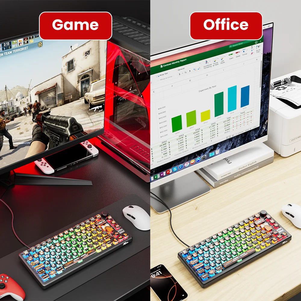 ROYAL KLUDGE RK M75 HE Magnetic Switch Mechanical Keyboard Rapid Trigger 0.01mm 75% RGB Hot Swap Gasket E-Sports Gaming Keyboard