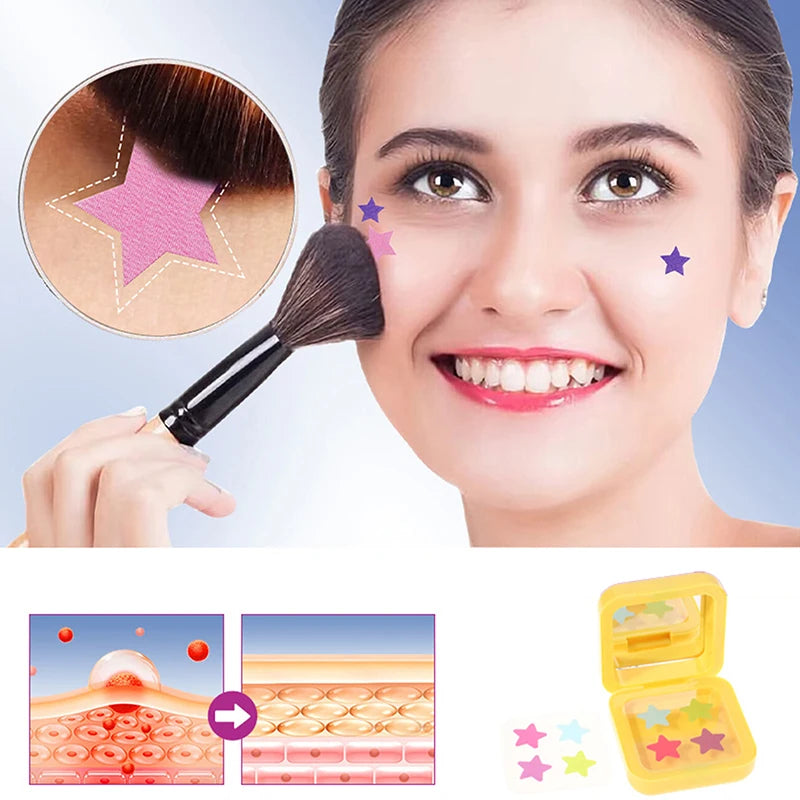 1Box Hydrocolloid Acne Patch Fade Repair Invisible Acne Removal Stickers Concealer Makeup Tool Star With Mirror