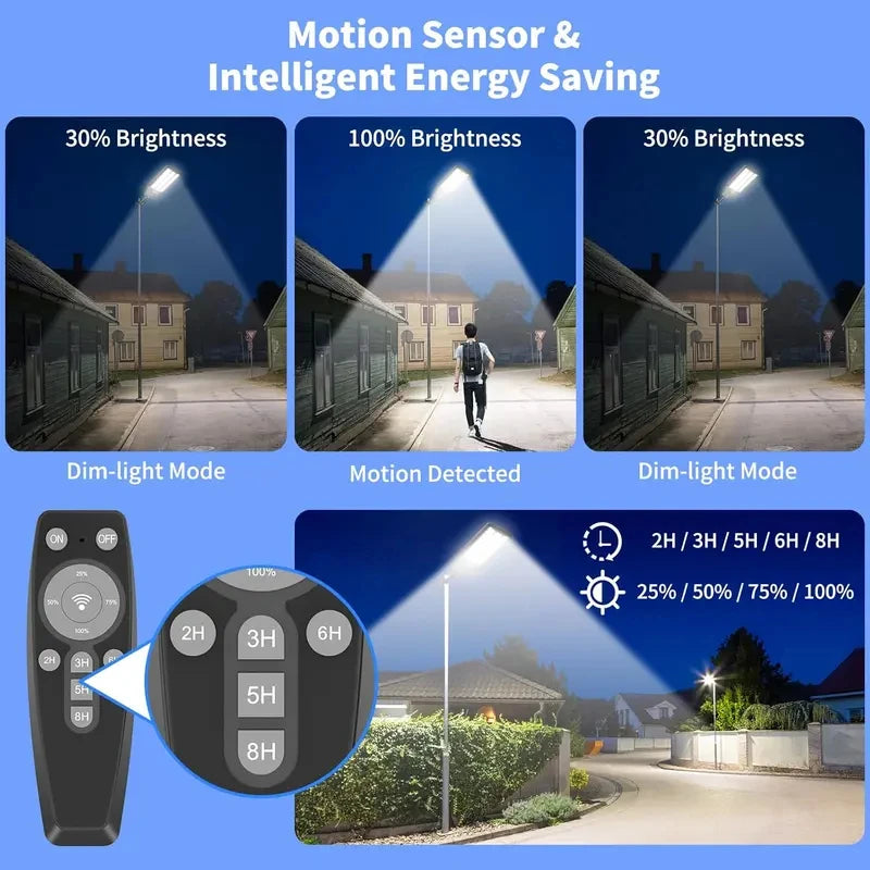 Solar Security Light Outdoor, Solar Street Light with Motion Sensor, Dusk to Dawn Auto Lighting, IP66 Waterproof LED Solar Powered Light for Yard Garden Driveway Porch Area Lighting, 3-Year Warranty
