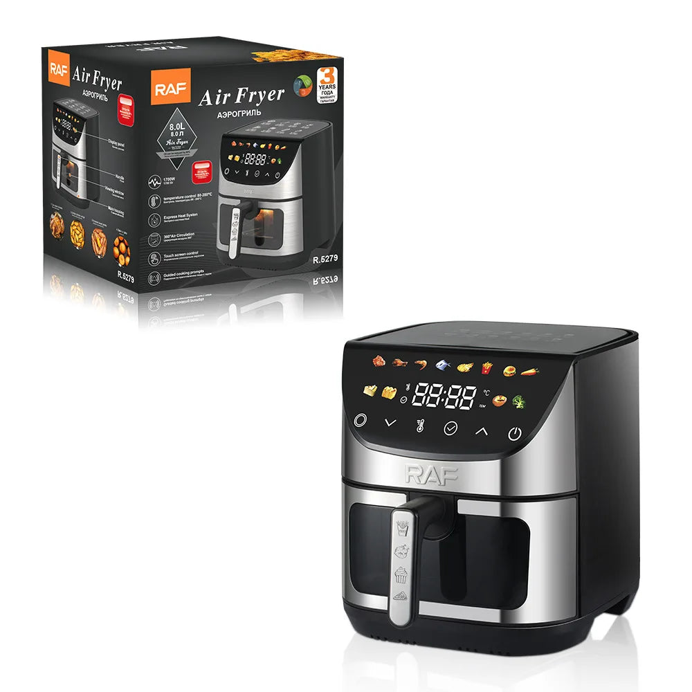 EU Plug New Digital Air Fryer Model 8 Liters Oil Free Professional Home Appliance Air Fryers Multifunctional Optional Airfryers