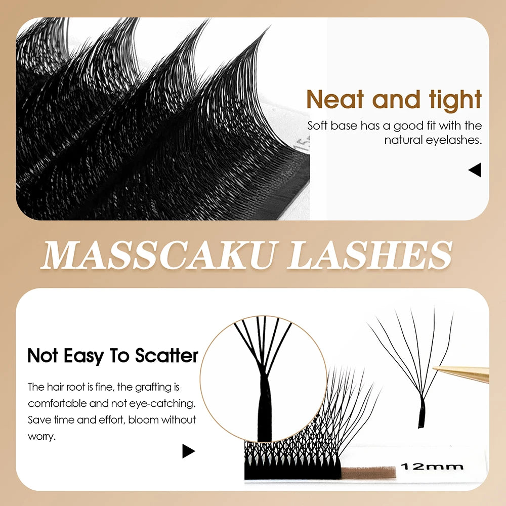 Premade Volume Fans Eyelashes 3D W Shape 0.07mm C Curl - Tidesmit False Eyelashes Tidesmit