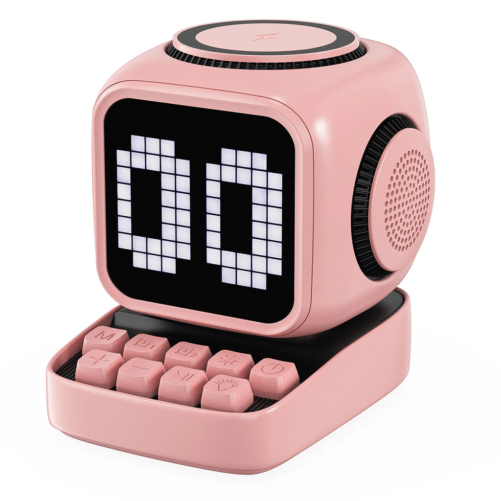 Portable Bluetooth Speaker with 15W Wireless Charger and LED Clock Tidesmit