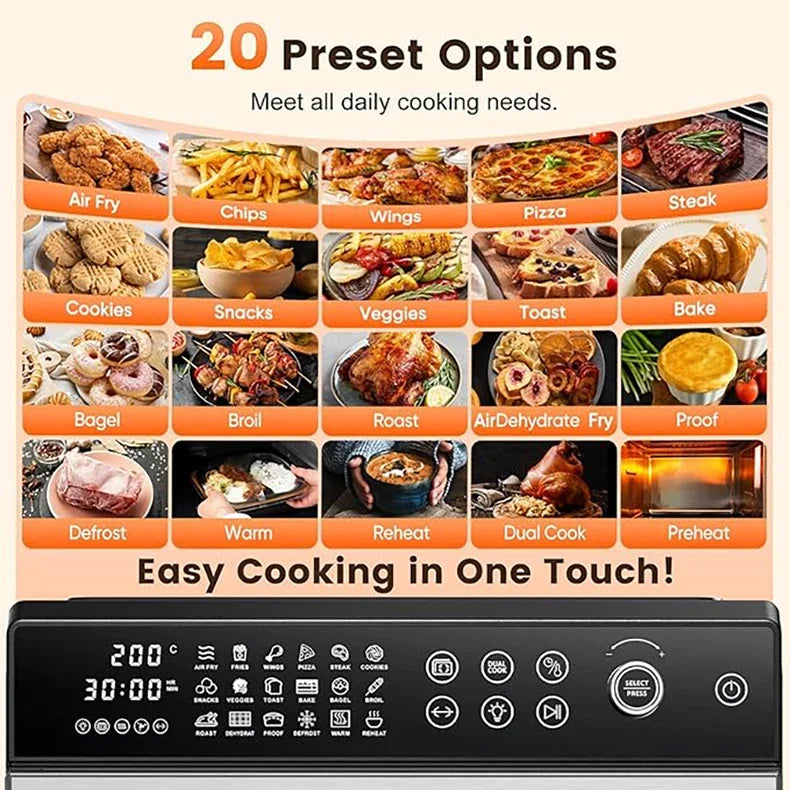 OEM 30L 18-in-1 Electric Air Fryer Oven Toaster Oven Combo 13inches Pizza Roast Oven With 4 Accessories For Household Use