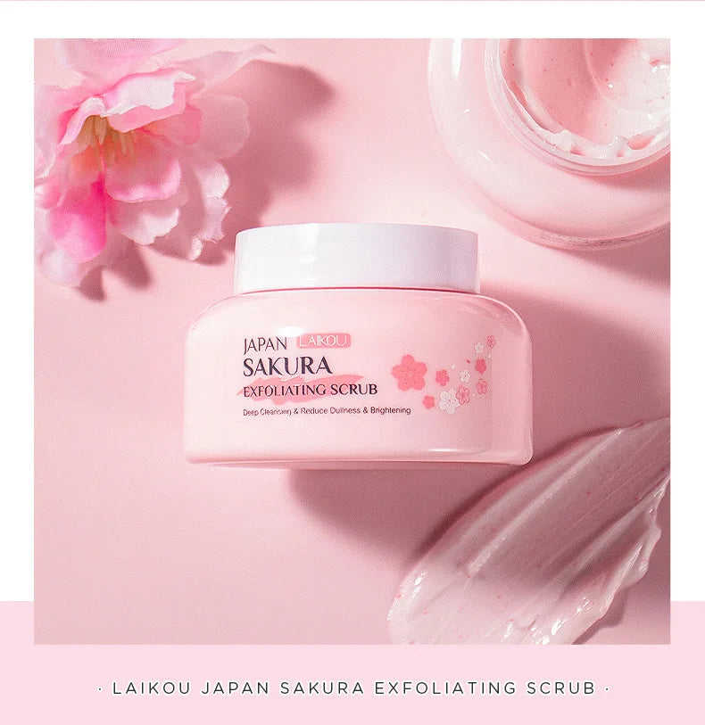 Sakura Exfoliating Scrub for Face & Body 100g - Natural Deep Cleansing Formula Scrubs Treatments Tidesmit