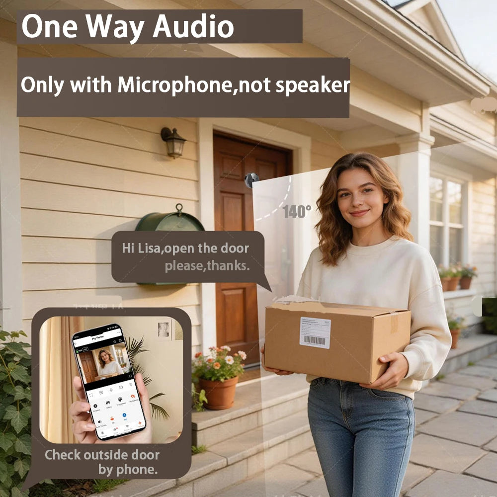 Tuya Smart 3MP Outdoor Wireless Radar Detection Door Peephole Video Eye Camera 2.4G WiFi Night Vision Home Security Door Camera