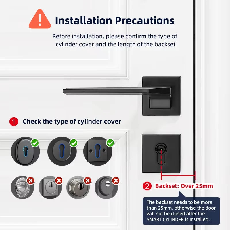 IP66 Waterproof 2026 New Generation TUYA APP Fingerprint Password Digital RFID Card Cylinder Smart Door Lock 60-90 90-120