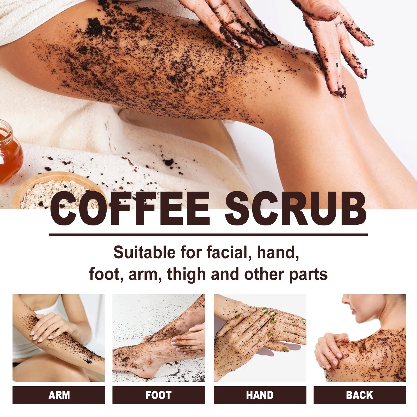 Coffee Body Scrub for Dark Spot Removal - Natural Exfoliant 200g Scrubs Treatments Tidesmit