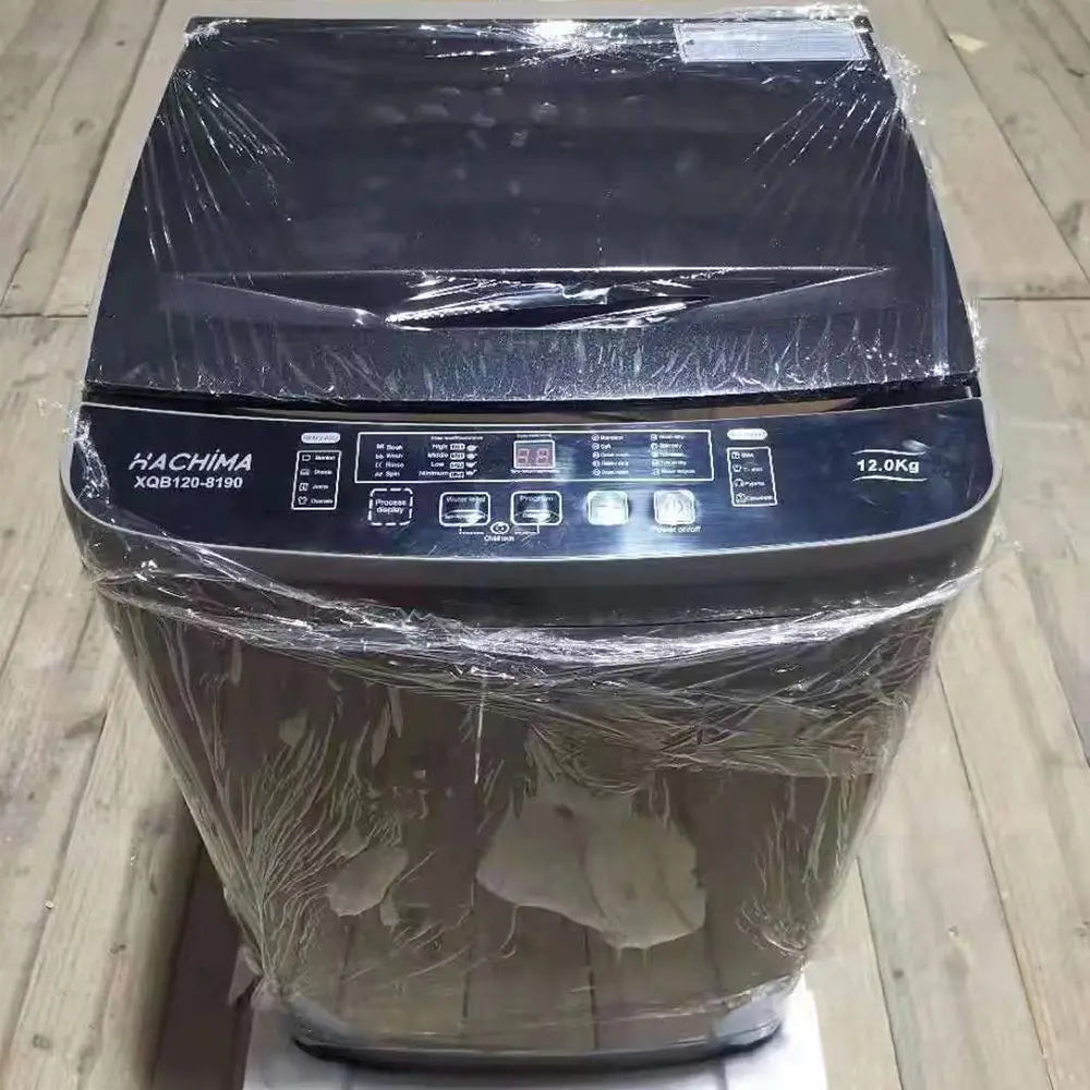 Tidesmit 12kg top load fully automatic washing machine, side view showing laundry drum and control panel interface.