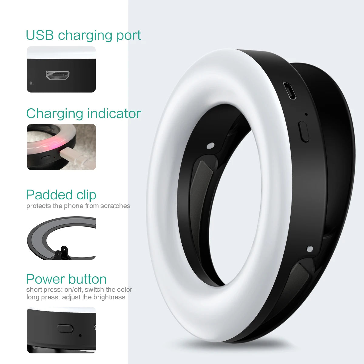 Selfie Ring Light Rechargeable LED for Phone & Laptop | Tidesmit Tidesmit