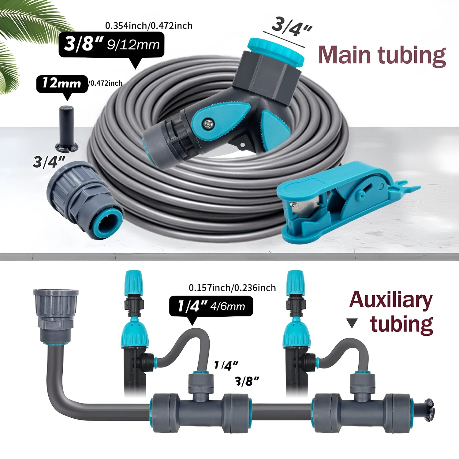 3/8" 12mm PE Hose 360° Adjustable 2-in-1 Misting Quick Connect Sprinkler Micro Dripper Sprayer Garden Irrigation Watering System