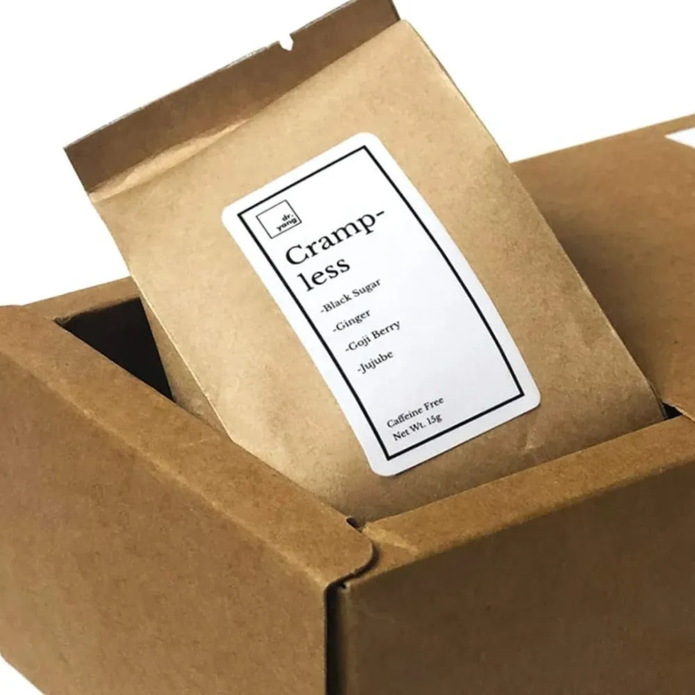 Self-adhesive label stickers in kraft packaging with a printed product label