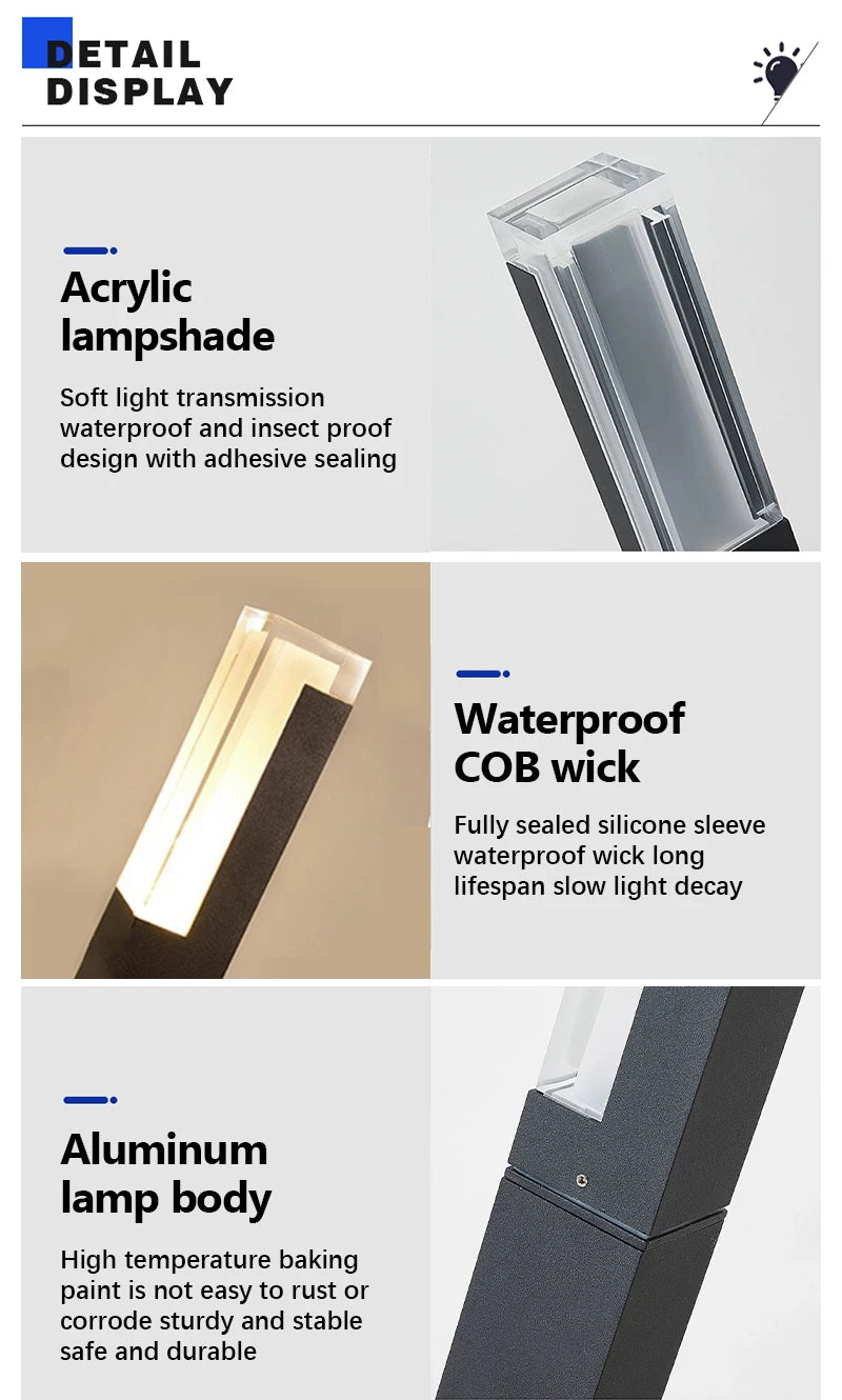 LED Lawn Light, Garden IP65 Waterproof Decorative Landscape Light AC85-265V Courtyard Lamp,rural Villa Road Outdoor Lighting