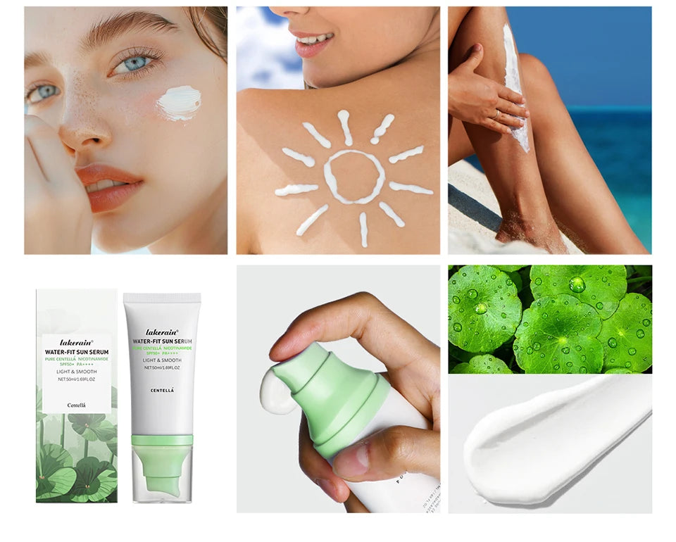 Tidesmit SPF 50 Centella Asiatica sunscreen essence showing creamy non-sticky texture for dry oily sensitive skin