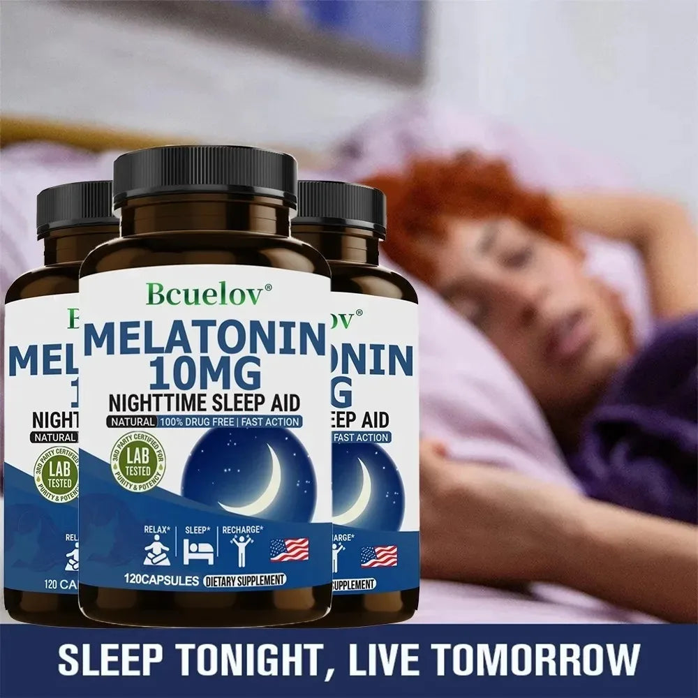 Super Melatonin Capsules 10 Mg - Fall Asleep Naturally, Fight Insomnia, Boost Immunity, Improve Sleep Quality