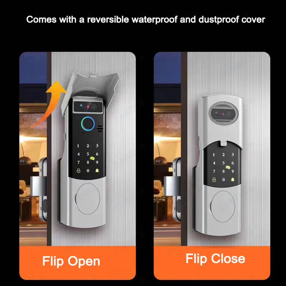 Tuya Smart Outdoor Waterproof Door Lock with Face Recognition Video Intercom RFID Card Password Electronic Lock for Iron Door