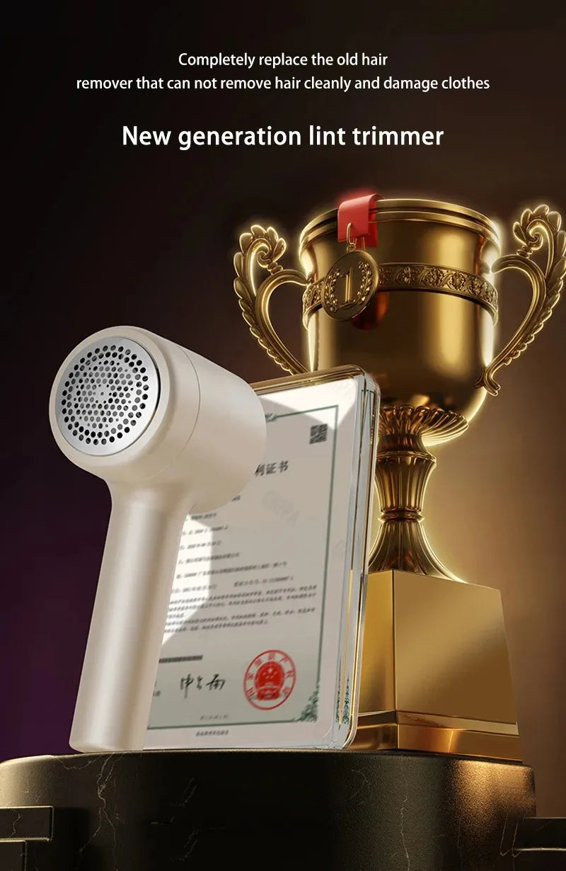 Tidesmit rechargeable fabric shaver removing lint and hair balls from a sweater as a portable laundry appliance