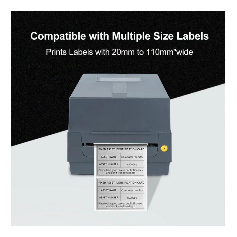 Desktop 110mm Barcode Shipping Label Printer USB Interface Thermal Transfer Printer With Ribbon