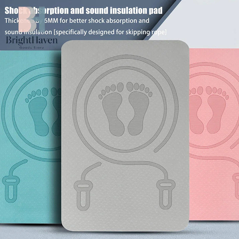6MM Skipping Rope Mat Anti-noise Jump Rope Mat Floor Mats Exercise Shock Absorption Yoga Mat TPE Skipping Mat Fitness Pad B.H