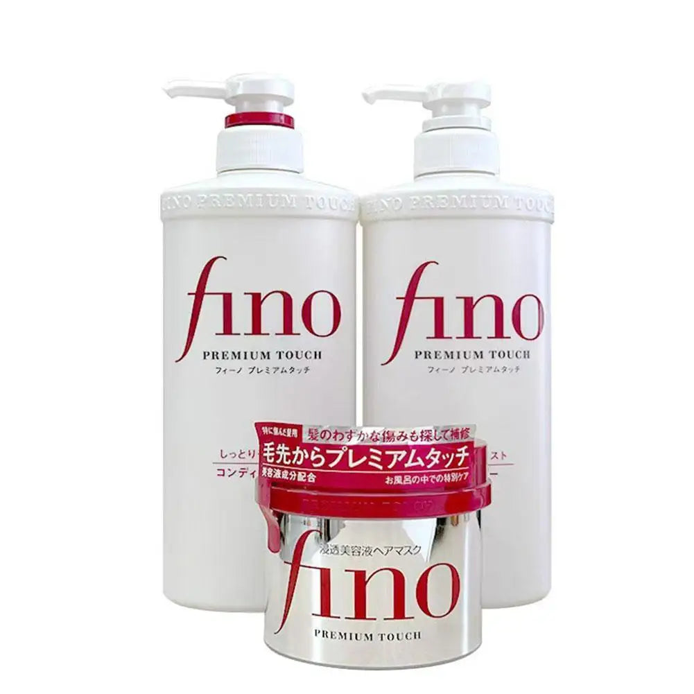 Fino Premium Touch Hair Care Set Deep Repair Damaged Hair Oil Control Volumizing Smooth Shiny Hair Mask Conditioner
