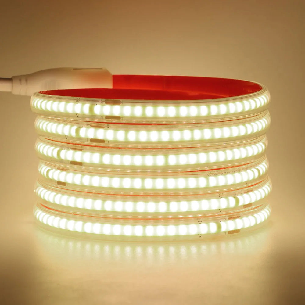 220V RA90 COB LED Strip Light Bright Waterproof Driver Build In 10cm Can Be Cut 240LEDs/M Flexible Adhesive Tape Home Decoration
