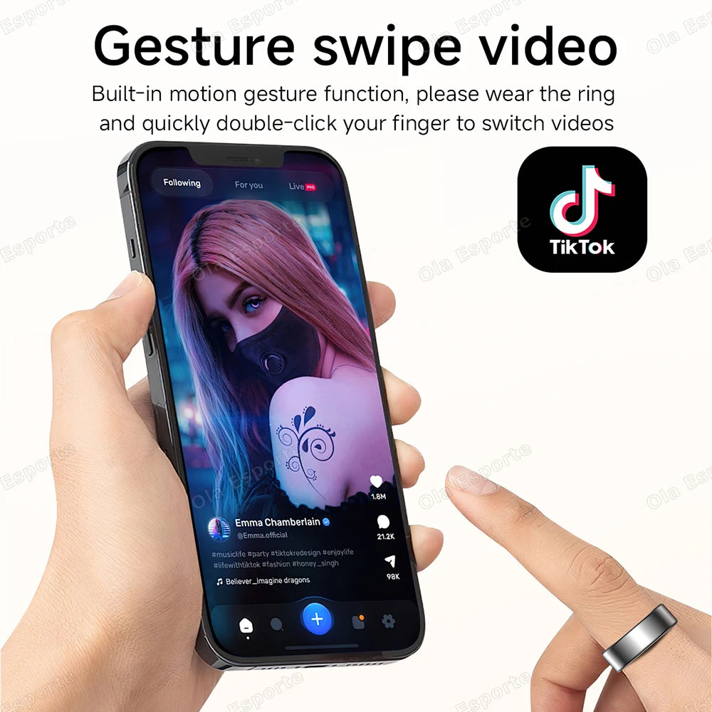 2025 Smart Ring Call Alert, Message Notification, Hand Gestures Control, Health Manager, IP68 5ATM Waterproof Ring For Men Women