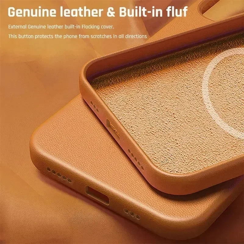 MagSafe Leather Phone Case for iPhone 17 Pro - Slim Shock-Absorbing Cover Tidesmit