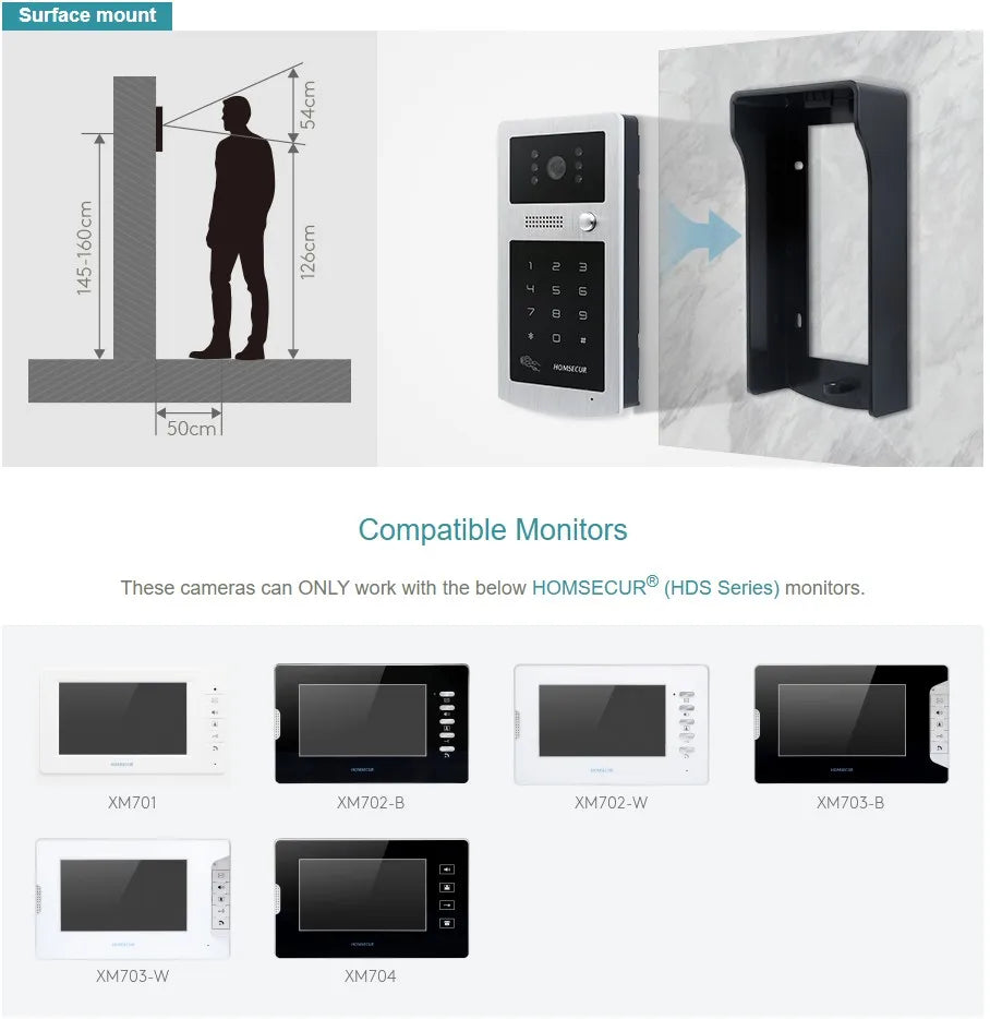 HOMSECUR IDS-S Outdoor Camera Doorbell Camera  XC004-S For Video Door Phone Intercom System