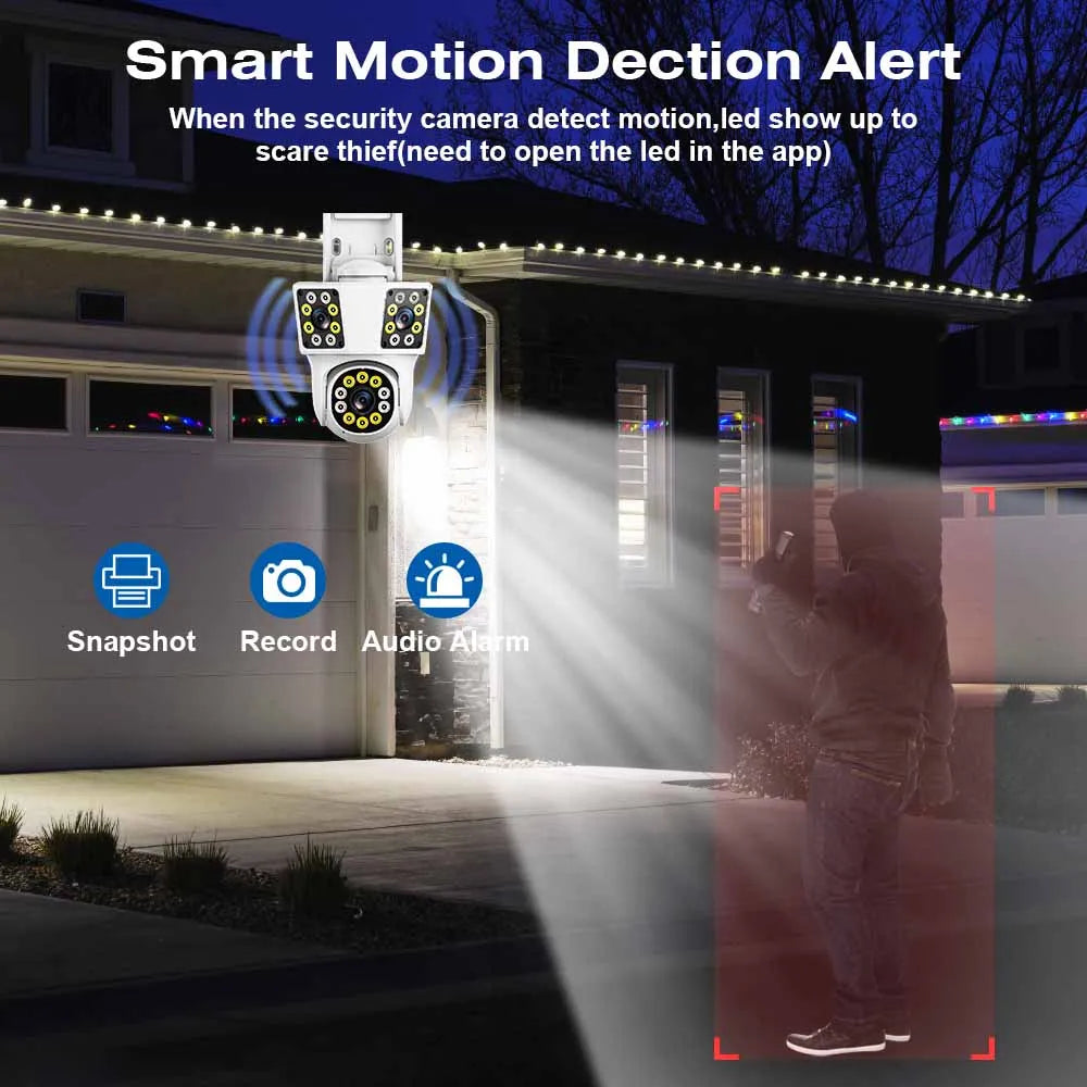 6K 12MP WiFi Outdoor Camera 3 Lens 3 SCREENS Ai Motion Tracking  PTZ 4K Video Camera Security surveillance Camera IPC360 Home