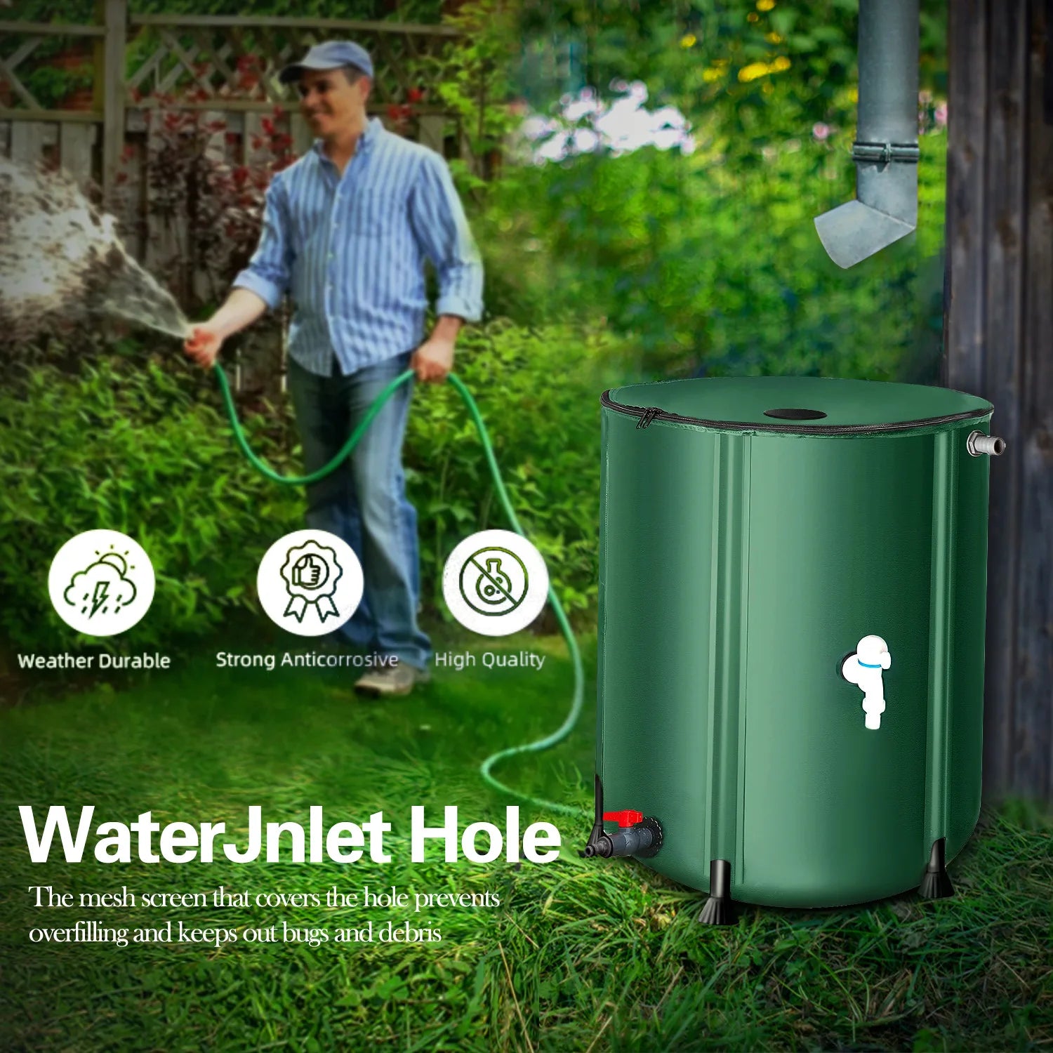 50L-1000L Rain Water Recovery Storage Tank Garden Irrigation Water Bucket Collapsible Rain Barrel Rainwater Collection Container