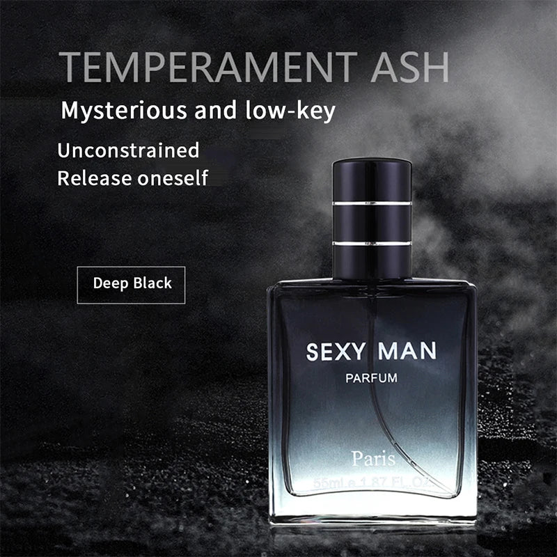 Sexy Man Paris long-lasting 55ml cologne for men. Square black glass bottle, masculine EDP fragrance for daily wear.