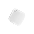 White smart GPS tracker for pets and keys, compatible with Apple Find My for accurate global tracking.