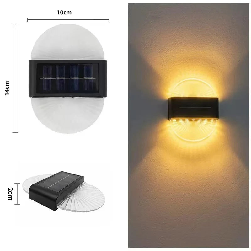 Solar Outdoor Light, Waterproof With Fan-Shaped Lampshade, LED Deck Lights For Patio, Garden, Villa, Wall, Terrace, Railing