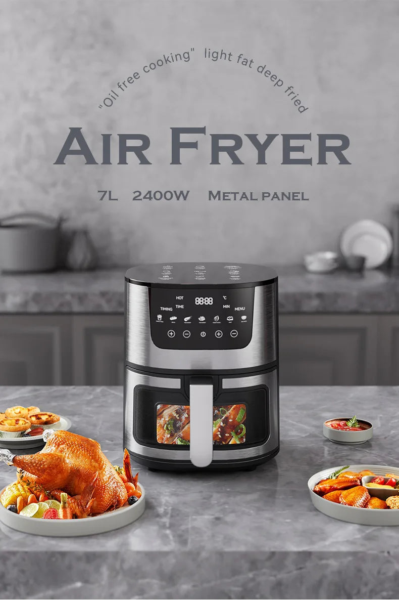 Hot Sales Air Fryer 7L Oil-free Air Fryer 360°Baking Convection Oven Air Fryers For Chicken Wings Fries Chips Healthy Cooker