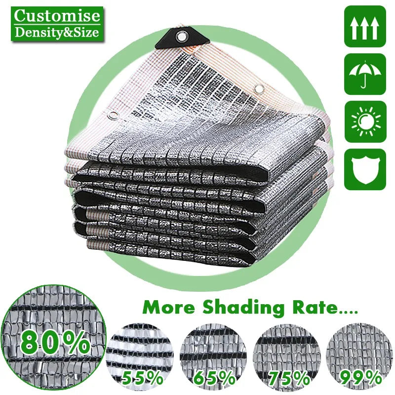 Shading 55~99% Aluminum Foil Sunshade Net Silvery Anti-UV Awning Fence Privacy Screen Garden Sun Shade Mesh Car Sun Shed Canopy