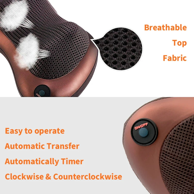 Electric Cervical Neck Massager with Heat Therapy & Spine Support Massage Cushion Tidesmit