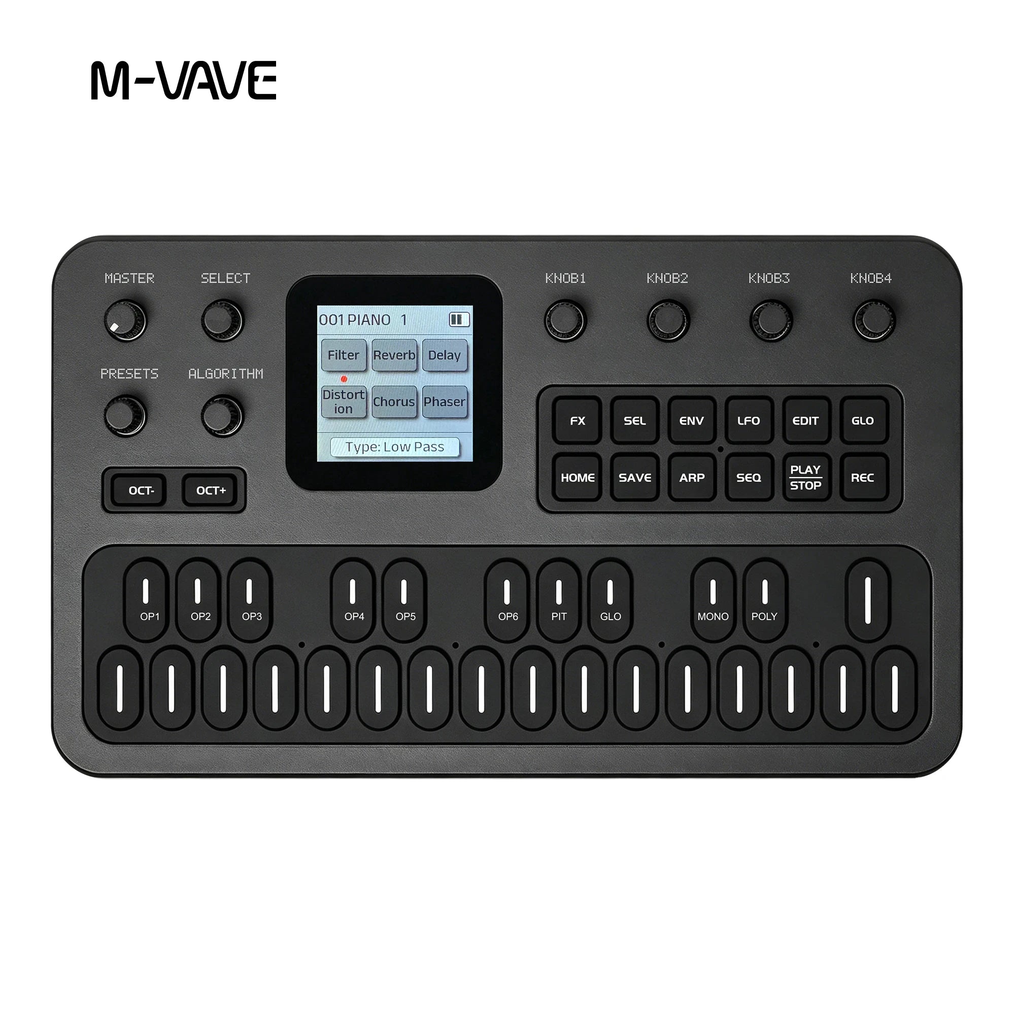 M-Vave Fm-1 Portable Fm Synthesizer Effect Pedal 12h Battery 6-Operator 32-Algorithm 128 Presets Built-In Speaker Bluetooth Midi