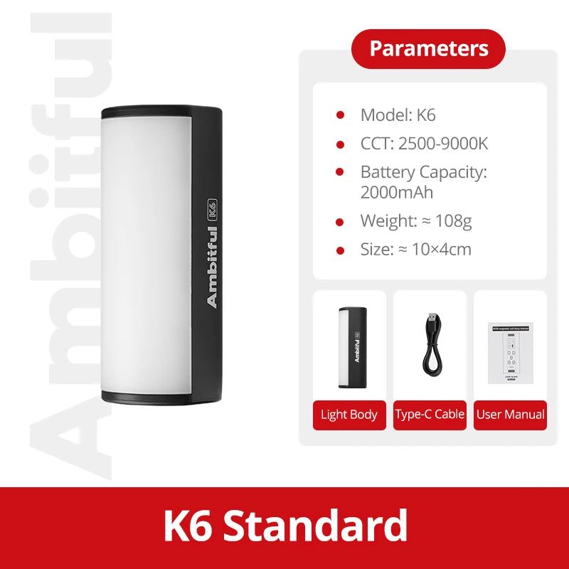 RGB Handheld LED Video Light - Magnetic Tube with Adjustable Temperature K6 China Mainland Tidesmit