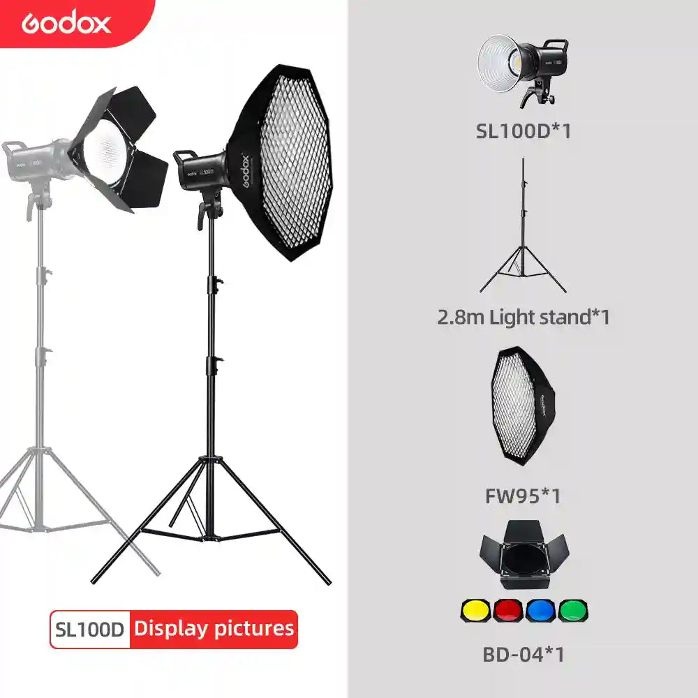 Godox SL100D LED Video Light 100W 5600K Bowens Mount Studio Kit SL100D Kit 9 Tidesmit