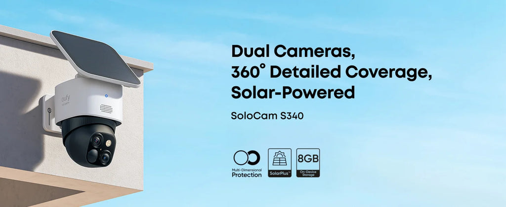 Renewed eufy Security SoloCam S3(S340), Solar Security Camera, Wireless Outdoor Camera, 360 Degree Pan & Tilt Surveillance